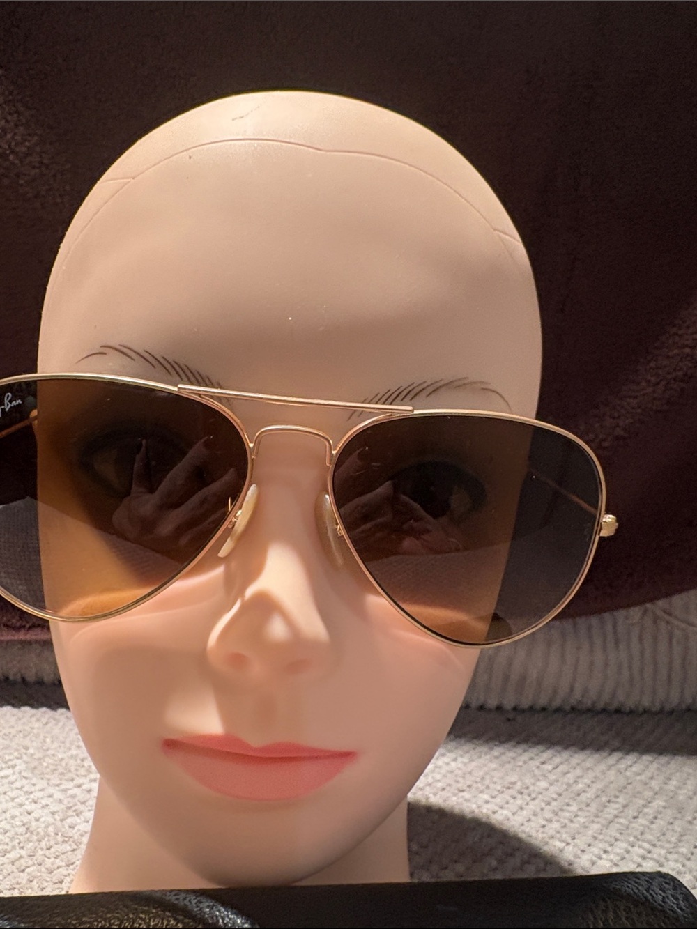 Ray-Ban Women's Gold Aviator Sunglasses with Brown Gradient Lenses